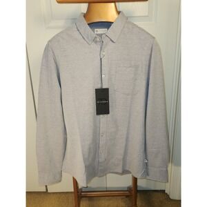 7 Diamonds Mens Size Medium 4 Way Stretch Long Sleeve Blue Woven Oxford  Shirt